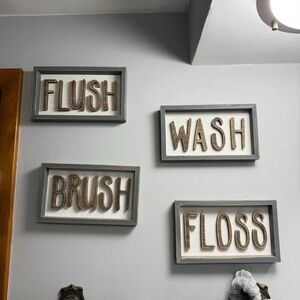 Gray and White Bathroom Wall Art Set